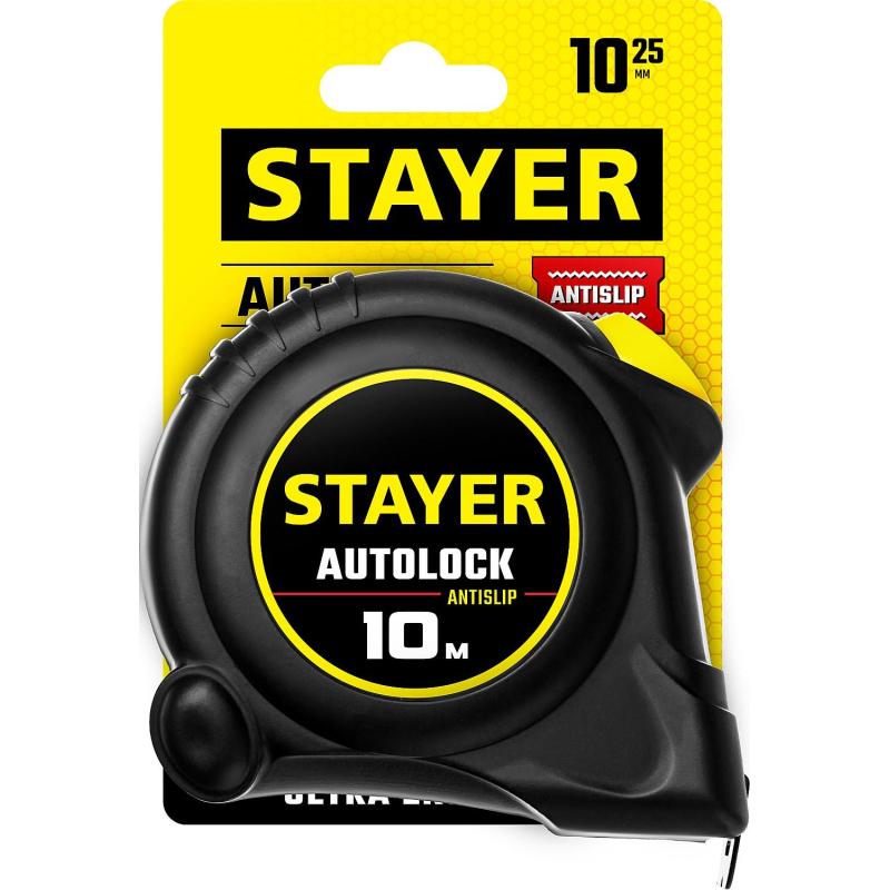 Рулетка с автостопом STAYER  AutoLock 10м х 25мм (2-34126-10-25)