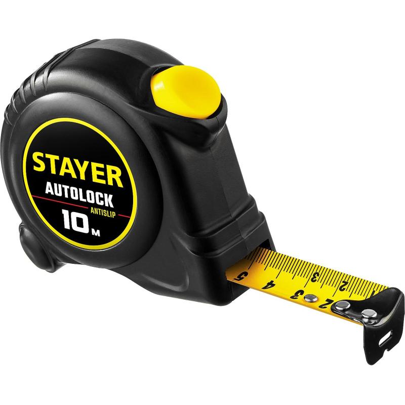 Рулетка с автостопом STAYER  AutoLock 10м х 25мм (2-34126-10-25)