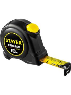 Рулетка с автостопом STAYER  AutoLock 10м х 25мм (2-34126-10-25)