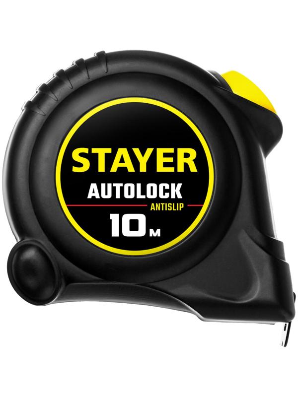 Рулетка с автостопом STAYER  AutoLock 10м х 25мм (2-34126-10-25)