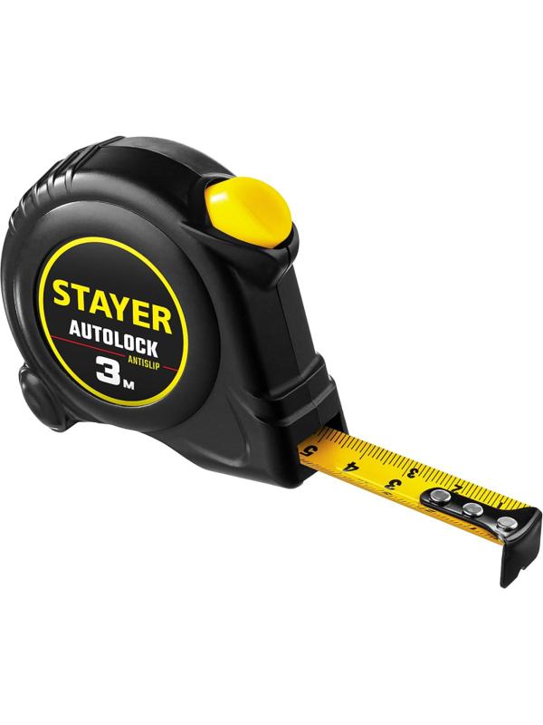 Рулетка с автостопом STAYER  AutoLock 3м х 16мм (2-34126-03-16)