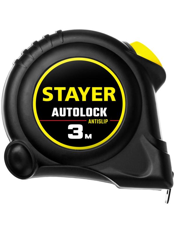 Рулетка с автостопом STAYER  AutoLock 3м х 16мм (2-34126-03-16)