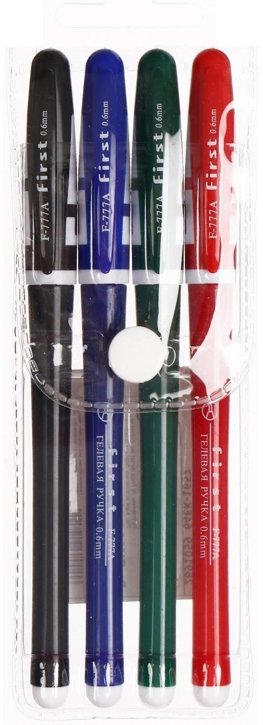 Набор гелевых ручек, 4 цвета, корпус цветной с белыми вставками, в блистере на кнопке