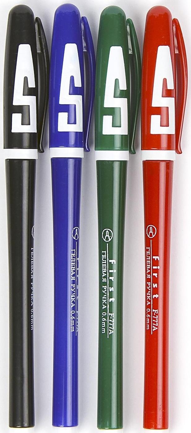 Набор гелевых ручек, 4 цвета, корпус цветной с белыми вставками, в блистере на кнопке