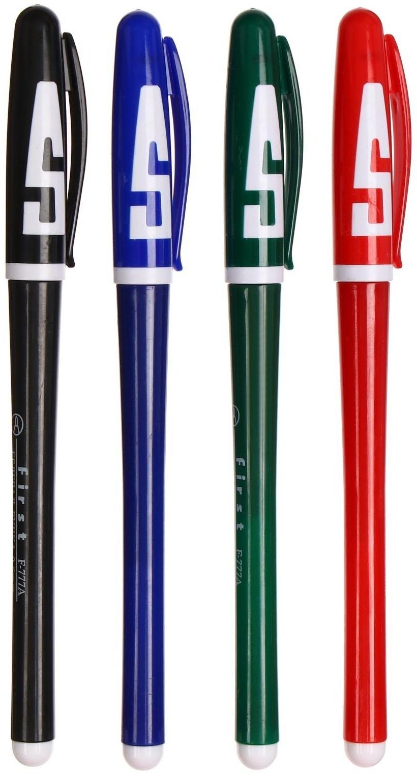 Набор гелевых ручек, 4 цвета, корпус цветной с белыми вставками, в блистере на кнопке