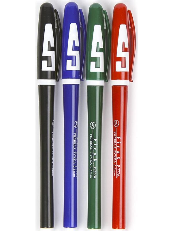 Набор гелевых ручек, 4 цвета, корпус цветной с белыми вставками, в блистере на кнопке