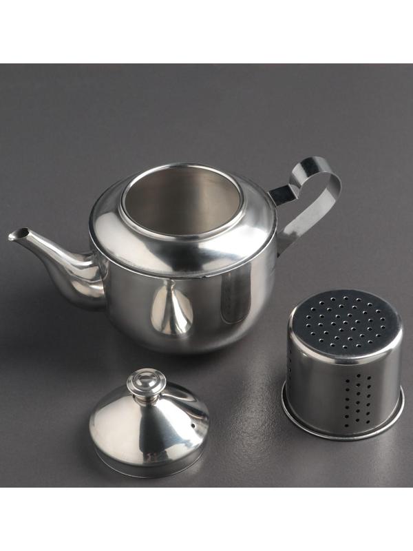 Чайник из нержавеющей стали «Альваро», 500 мл, металлическое сито, фиксированная ручка