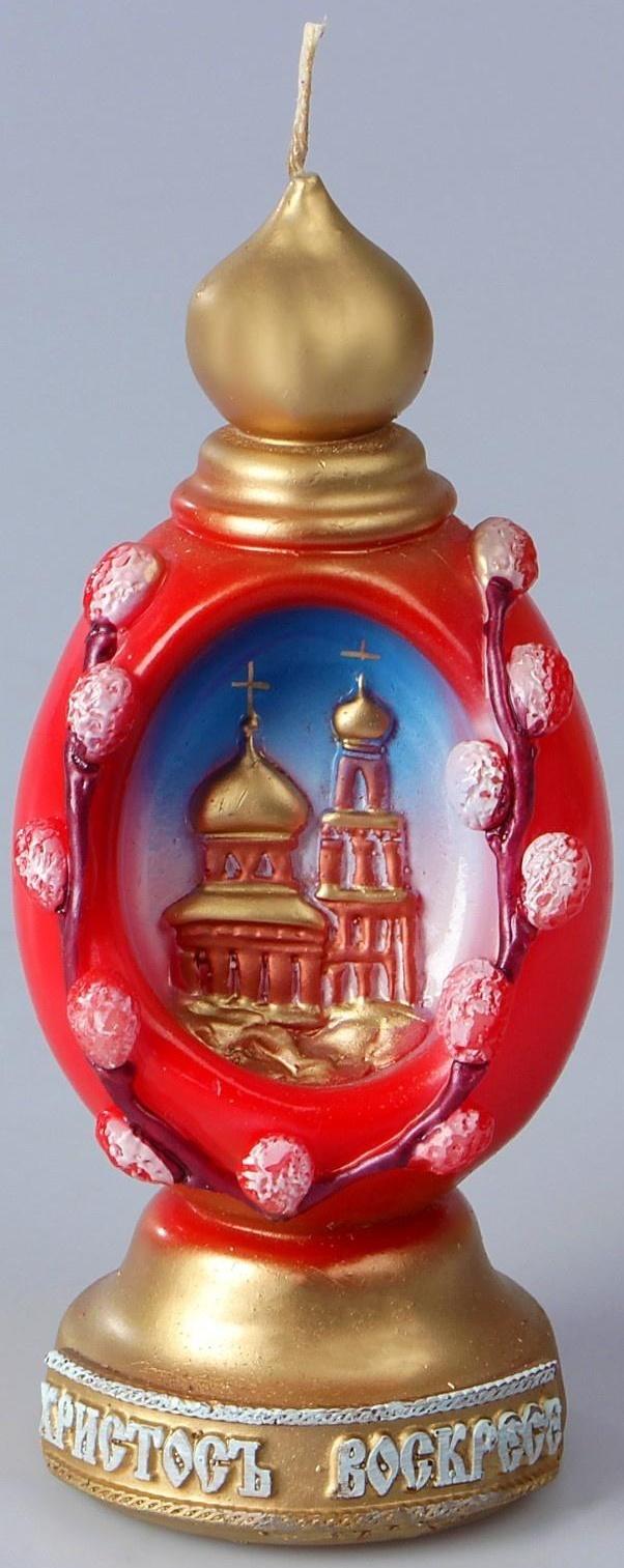Декоративная свеча «Пасхальное яйцо с храмом»»