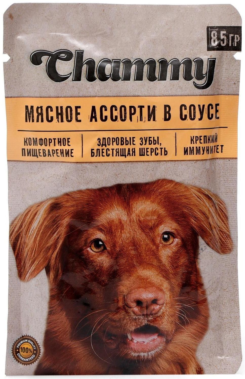 Влажный корм Chammy для собак, мясное ассорти в соусе, 85 г