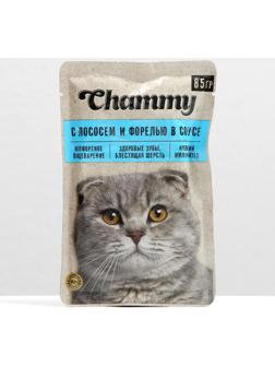Влажный корм Chammy для кошек, лосось/форель в соусе, пауч, 85 г