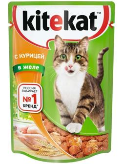 Влажный корм KiteKat для кошек, курица в желе, пауч, 85 г