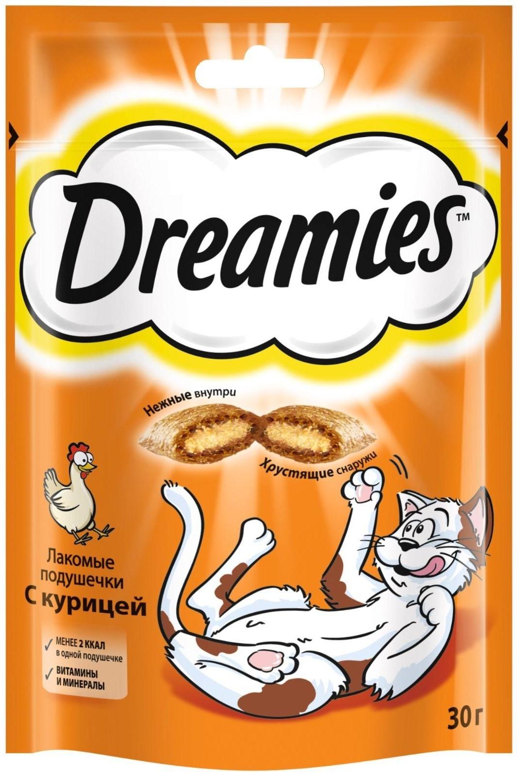 Лакомство Dreamies для кошек, курица, 30 г
