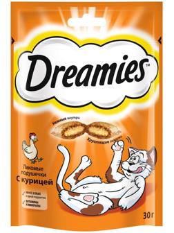 Лакомство Dreamies для кошек, курица, 30 г