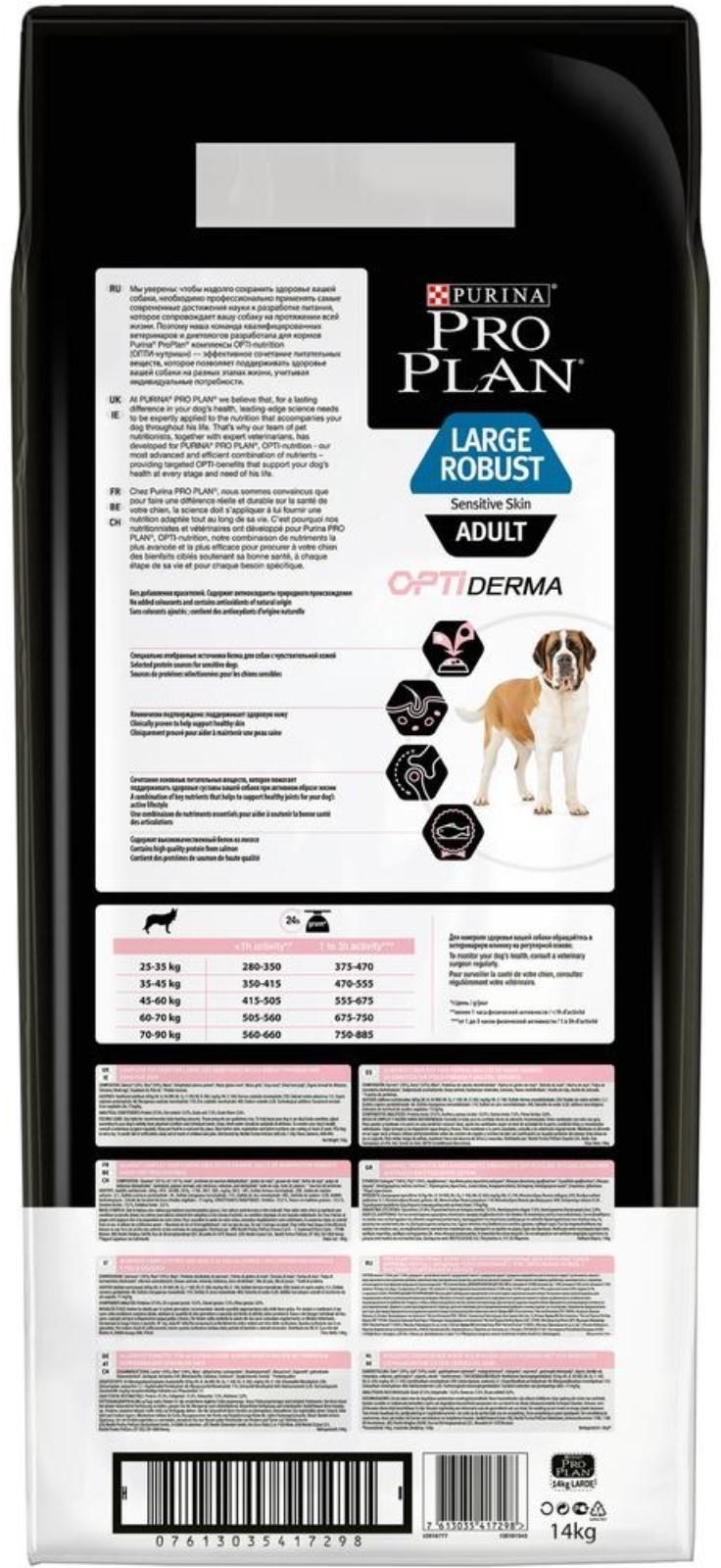 Сухой корм PRO PLAN для собак крупных пород, мощное тело, лосось, 14 кг