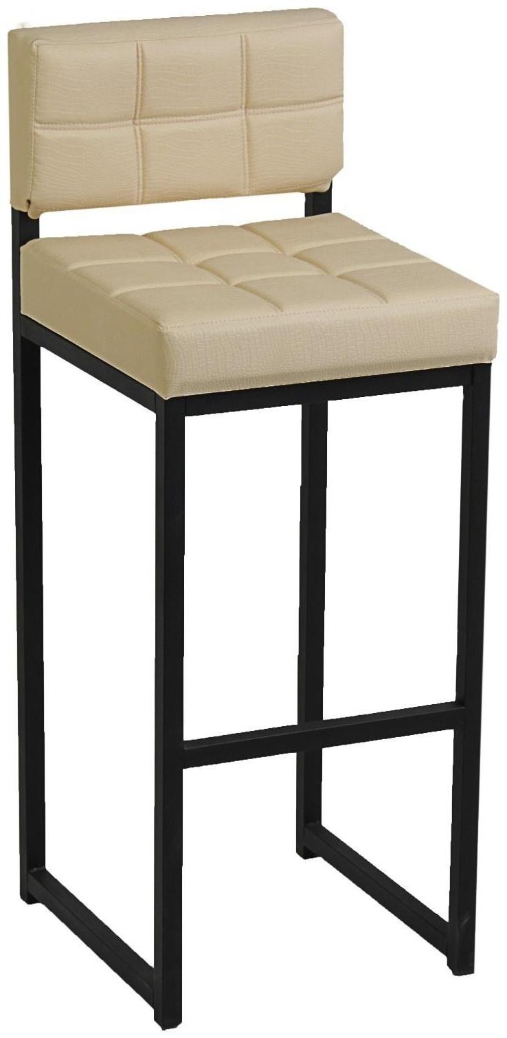 Стул барный ЛОФТ-1 со спинкой, Черный/ Молочная рептилия