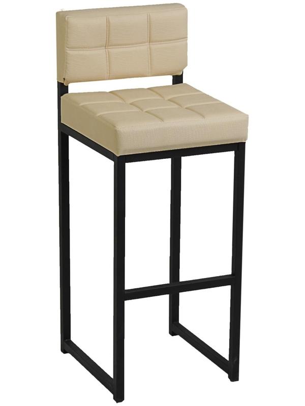 Стул барный ЛОФТ-1 со спинкой, Черный/ Молочная рептилия