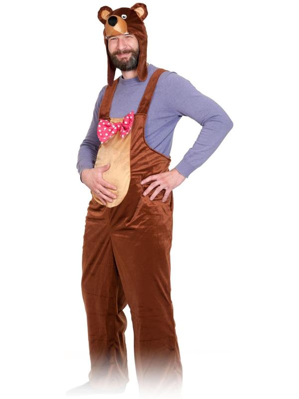 Карнавальный костюм «Медведь бурый», плюш, полукомбинезон, маска-шапочка, р. 52-54, рост 182 см