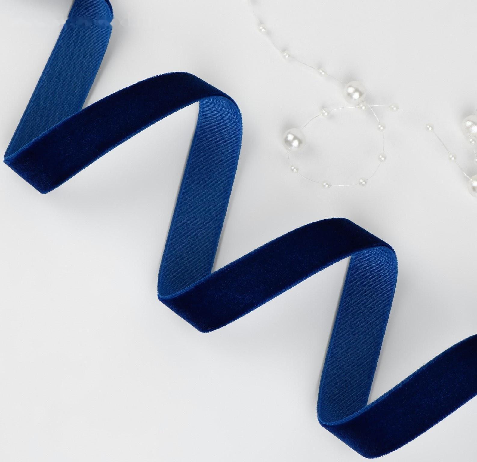 Лента бархатная, 15 мм, 18 ± 1 м, цвет синий №47