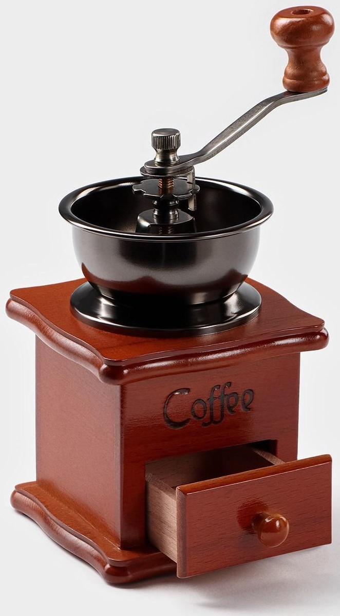 Кофемолка ручная «Тёмное дерево», 9,5×16 см