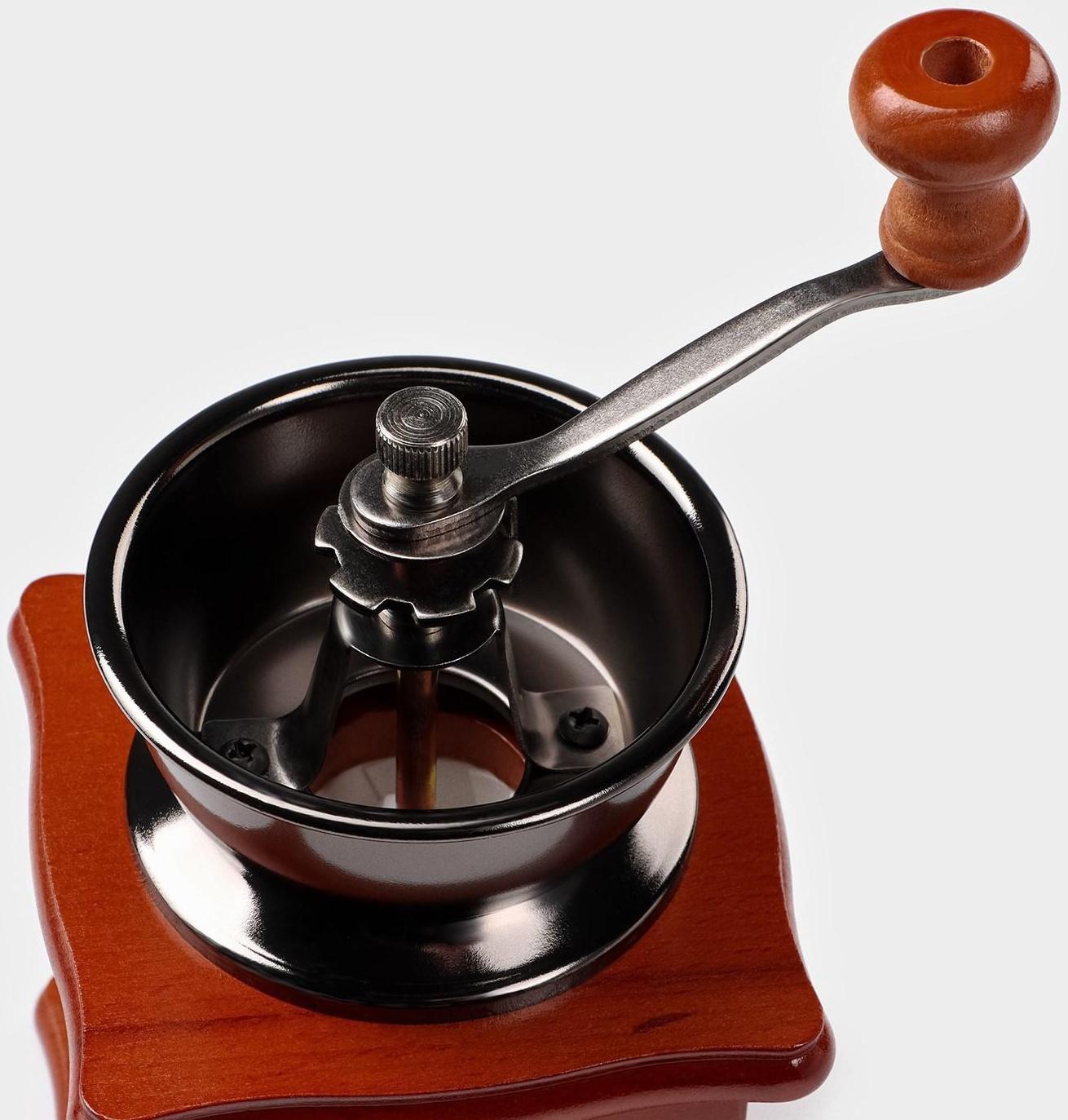 Кофемолка ручная «Тёмное дерево», 9,5×16 см