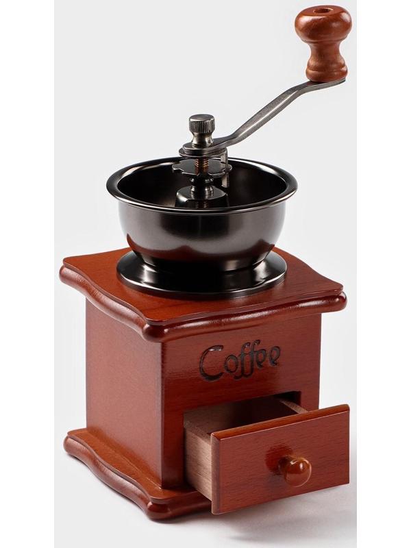 Кофемолка ручная «Тёмное дерево», 9,5×16 см