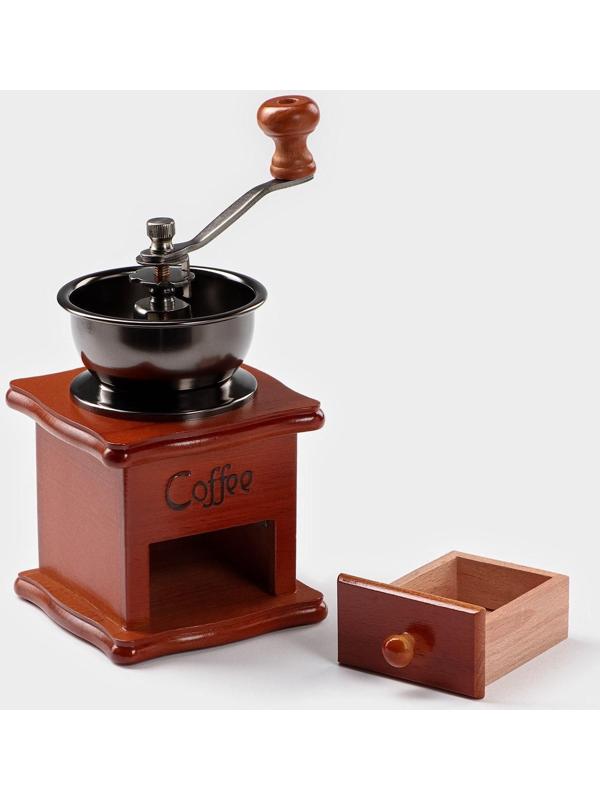 Кофемолка ручная «Тёмное дерево», 9,5×16 см