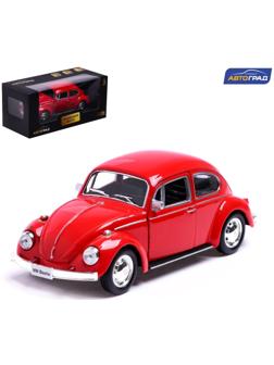 Машина металлическая VOLKSWAGEN BEETLE 1967, 1:32, открываются двери, инерция, цвет красный