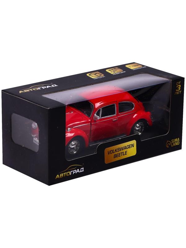 Машина металлическая VOLKSWAGEN BEETLE 1967, 1:32, открываются двери, инерция, цвет красный