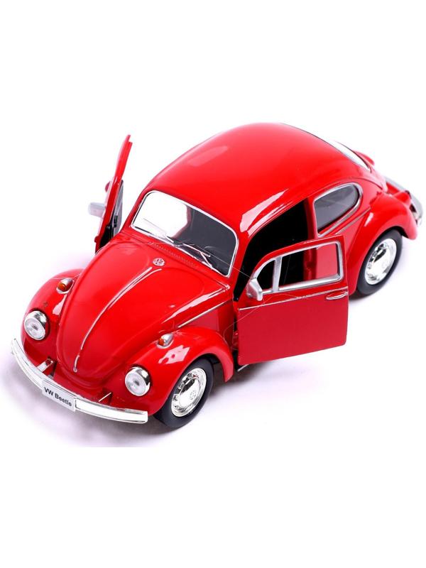 Машина металлическая VOLKSWAGEN BEETLE 1967, 1:32, открываются двери, инерция, цвет красный