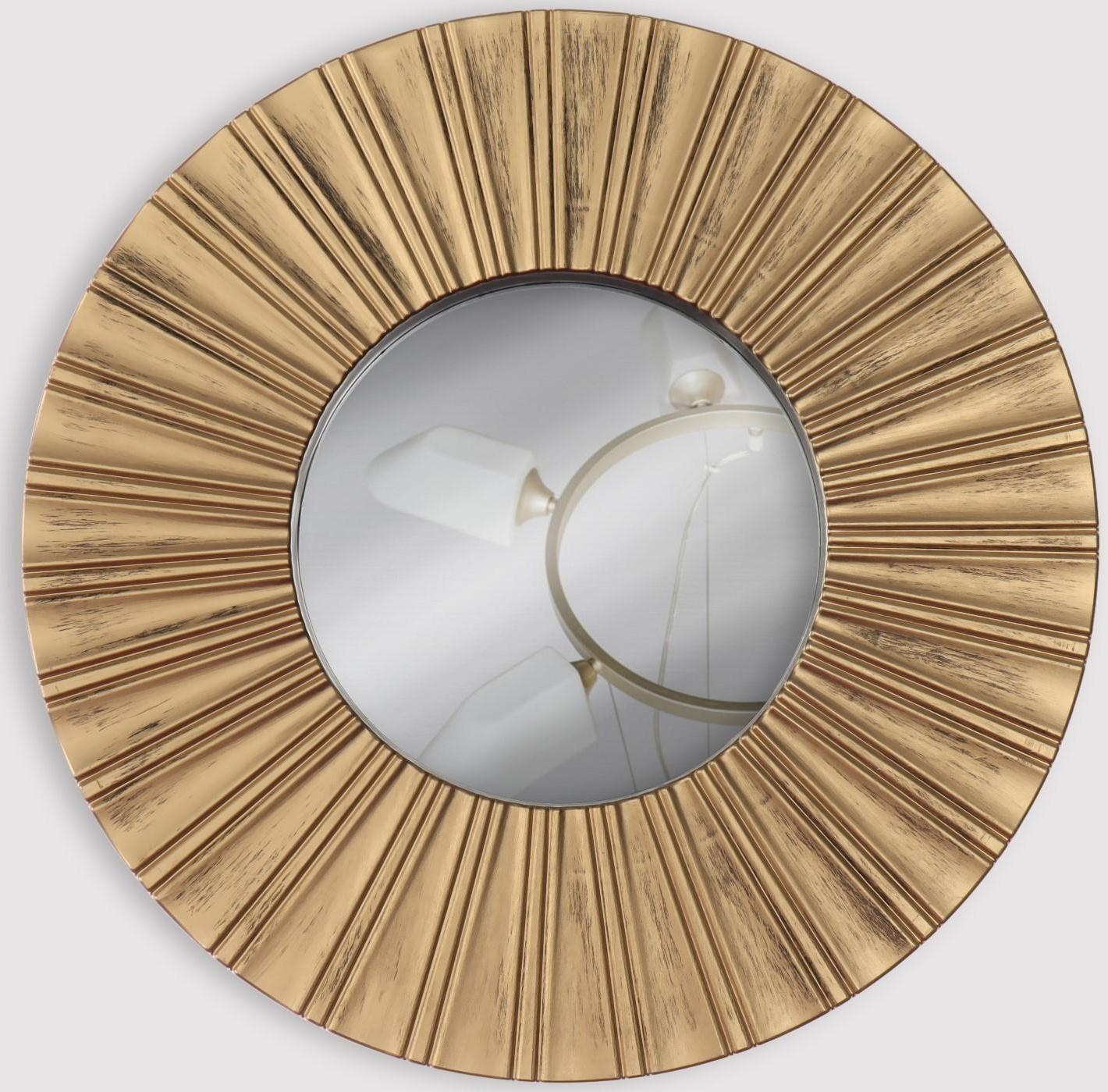 Зеркало настенное «Лучи», d зеркальной поверхности 12 см, цвет «состаренное золото»