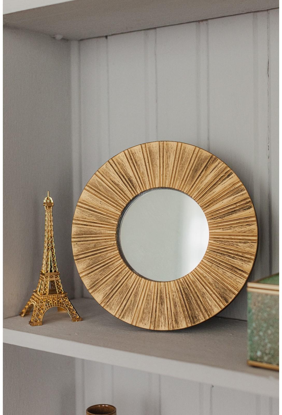 Зеркало настенное «Лучи», d зеркальной поверхности 12 см, цвет «состаренное золото»