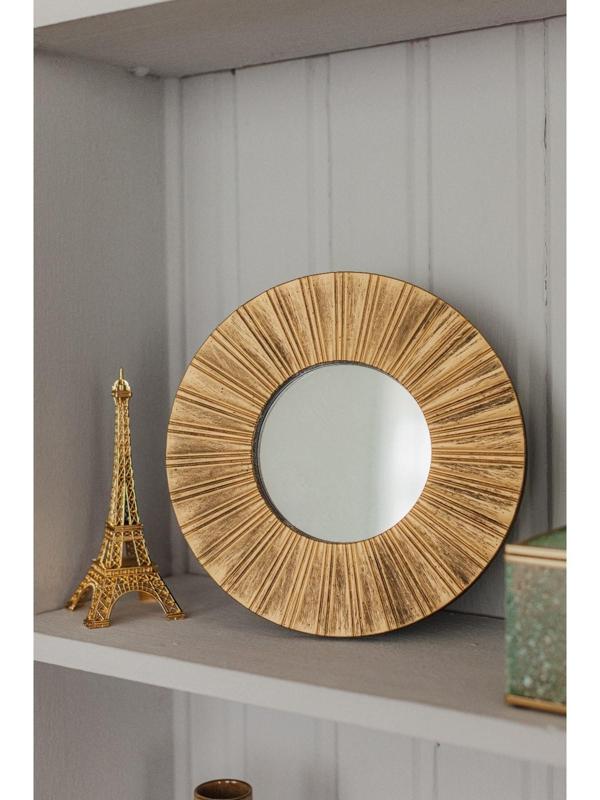 Зеркало настенное «Лучи», d зеркальной поверхности 12 см, цвет «состаренное золото»