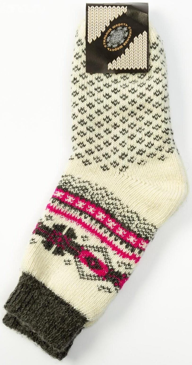 Носки женские шерстяные, цвет белый, размер 25