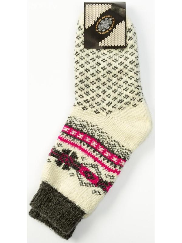 Носки женские шерстяные, цвет белый, размер 25