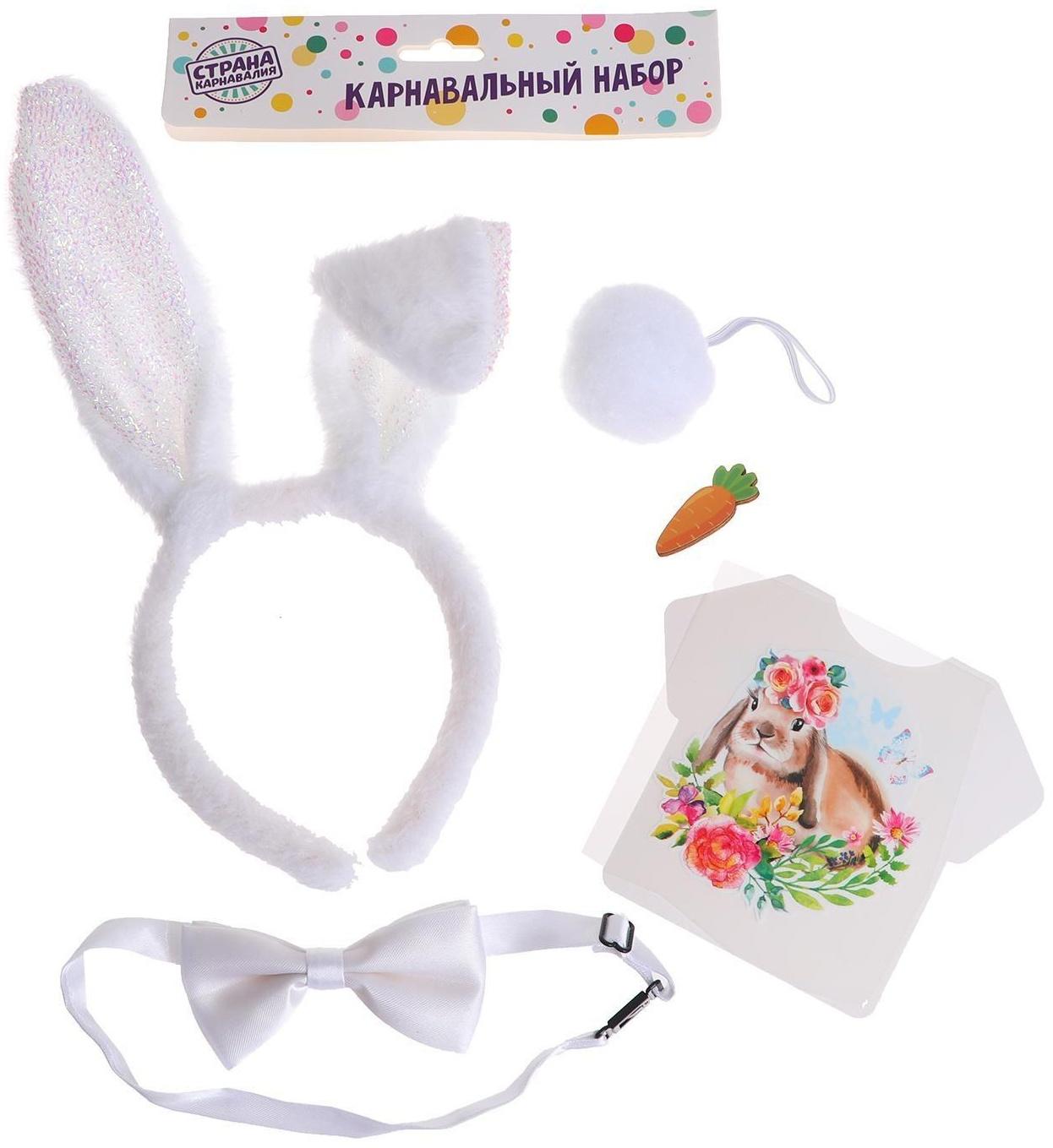 Карнавальный костюм «Милашка» термонаклейка, ободок, бабочка, брошка, хвостик, МИКС