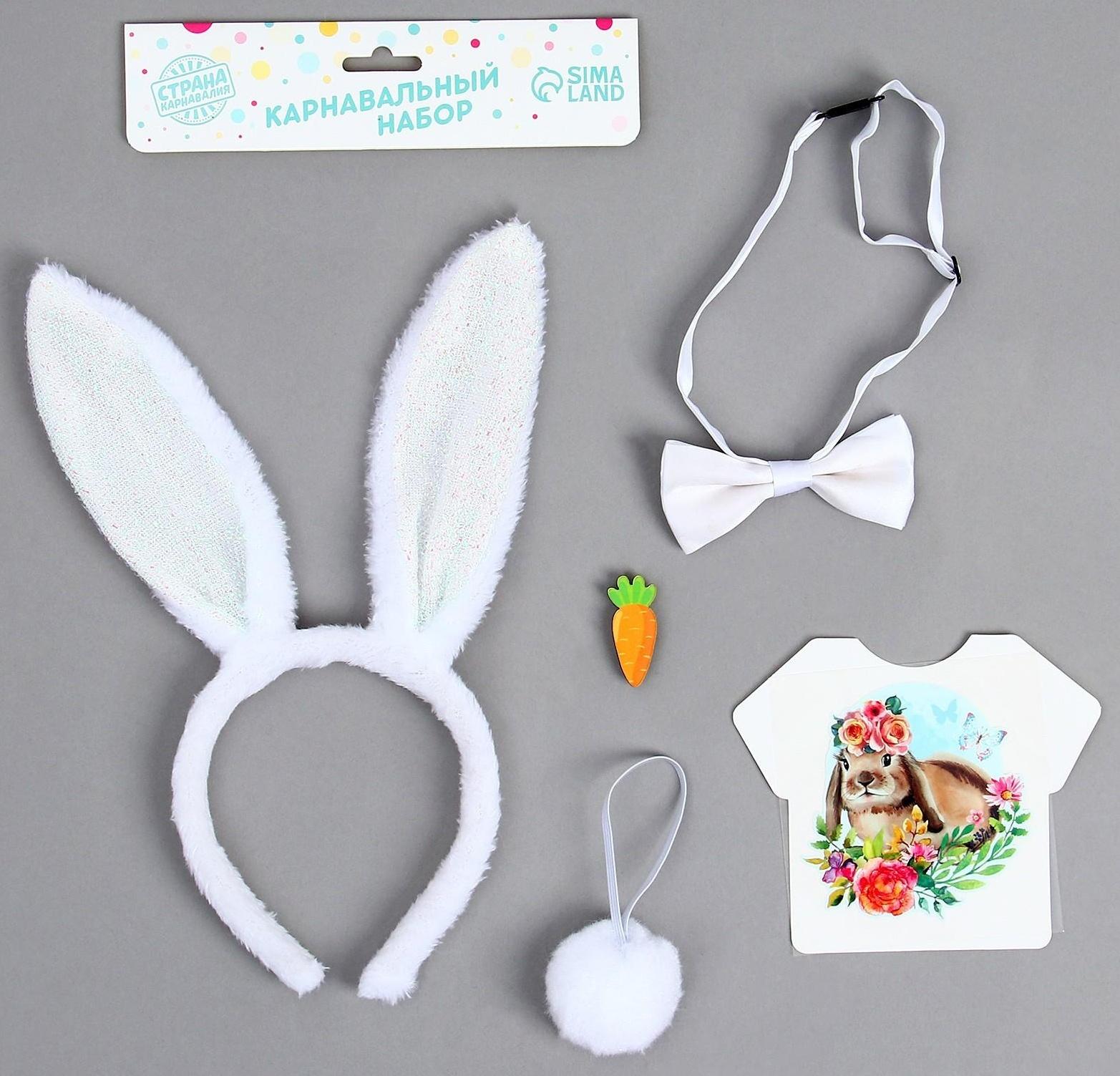 Карнавальный костюм «Милашка» термонаклейка, ободок, бабочка, брошка, хвостик, МИКС