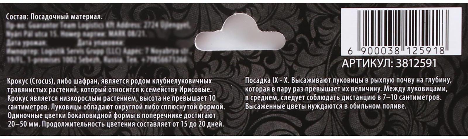 Крокус крупноцветковый Флауэр Рекорд, р-р 7/8, 7 шт, Осень 2023