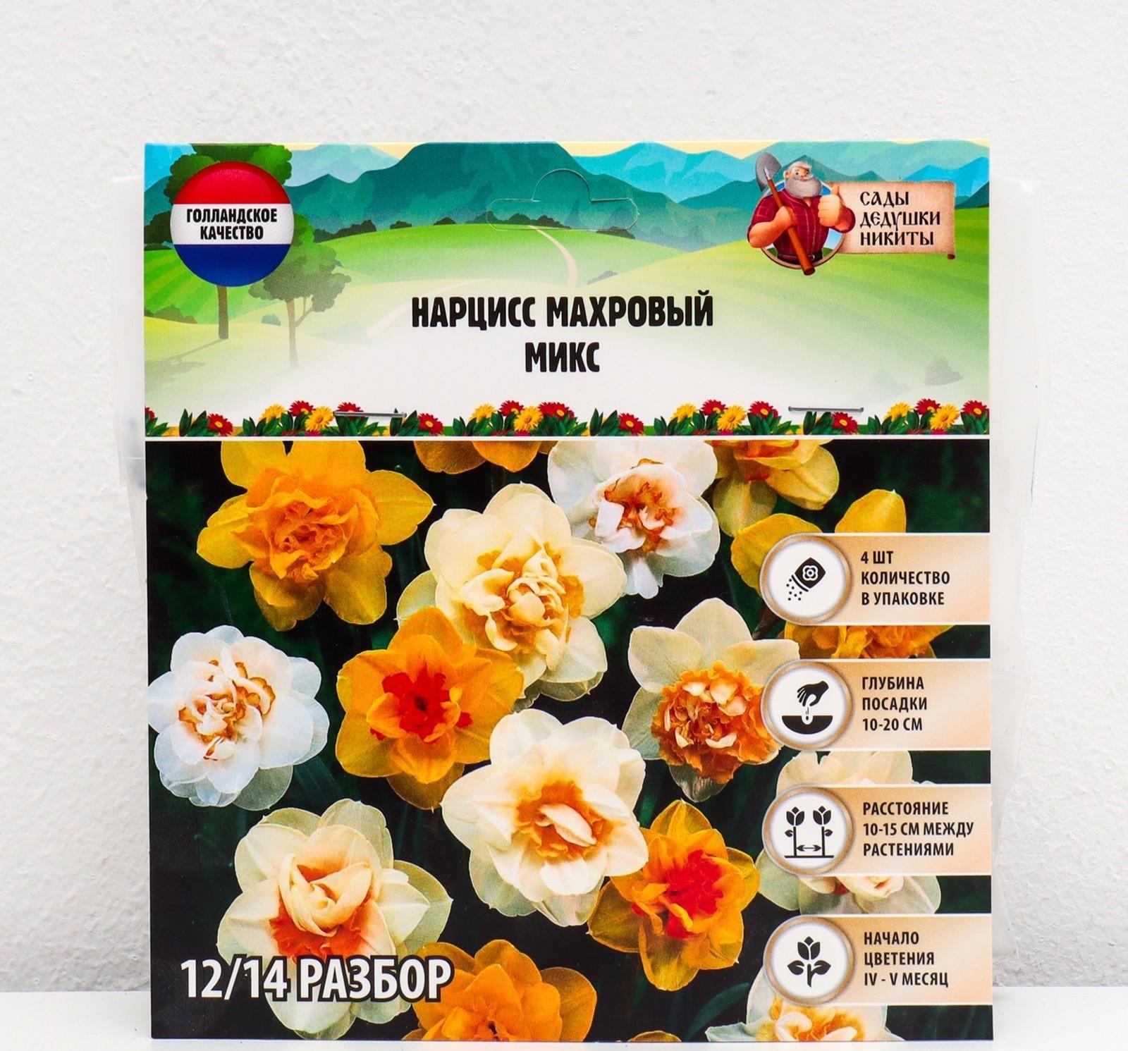 Нарцисс махровый Микс, р-р 12/14, 4 шт, Осень 2023