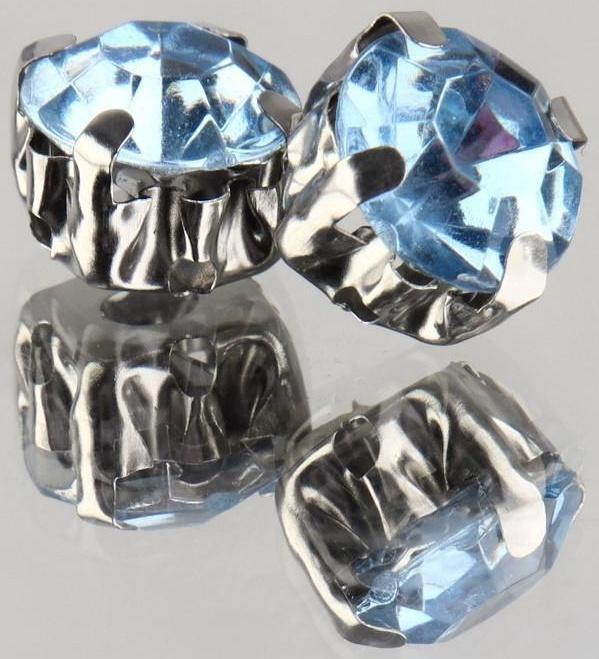 Стразы пришивные «Круг», в оправе, d = 8 мм, 20 шт, цвет голубой