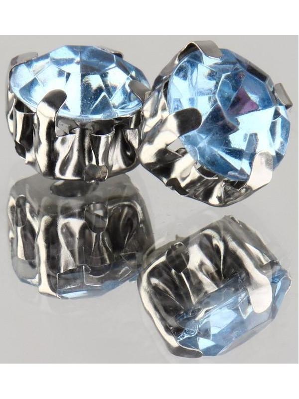 Стразы пришивные «Круг», в оправе, d = 8 мм, 20 шт, цвет голубой