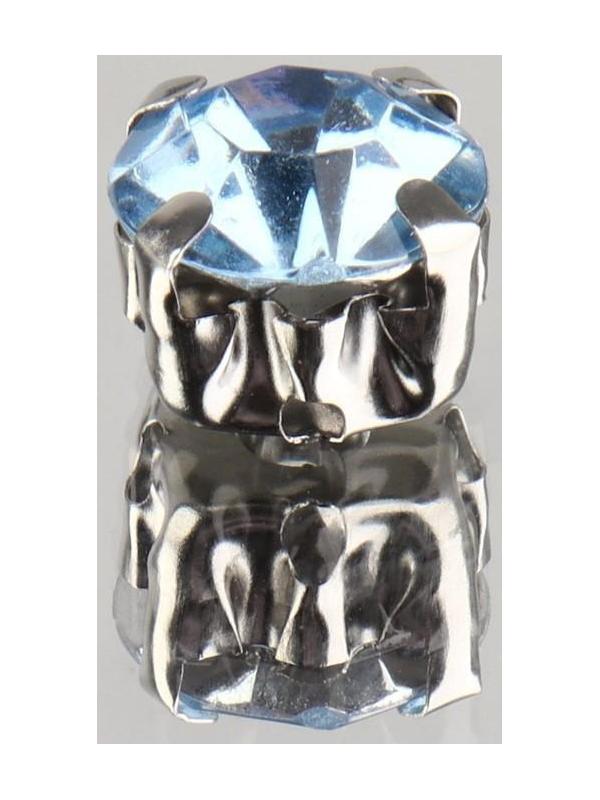 Стразы пришивные «Круг», в оправе, d = 8 мм, 20 шт, цвет голубой