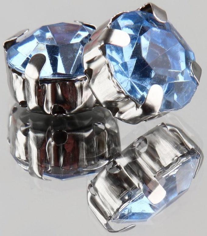 Стразы пришивные «Круг», в оправе , 10 × 10 мм, 20 шт, цвет голубой