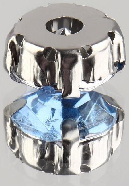 Стразы пришивные «Круг», в оправе , 10 × 10 мм, 20 шт, цвет голубой