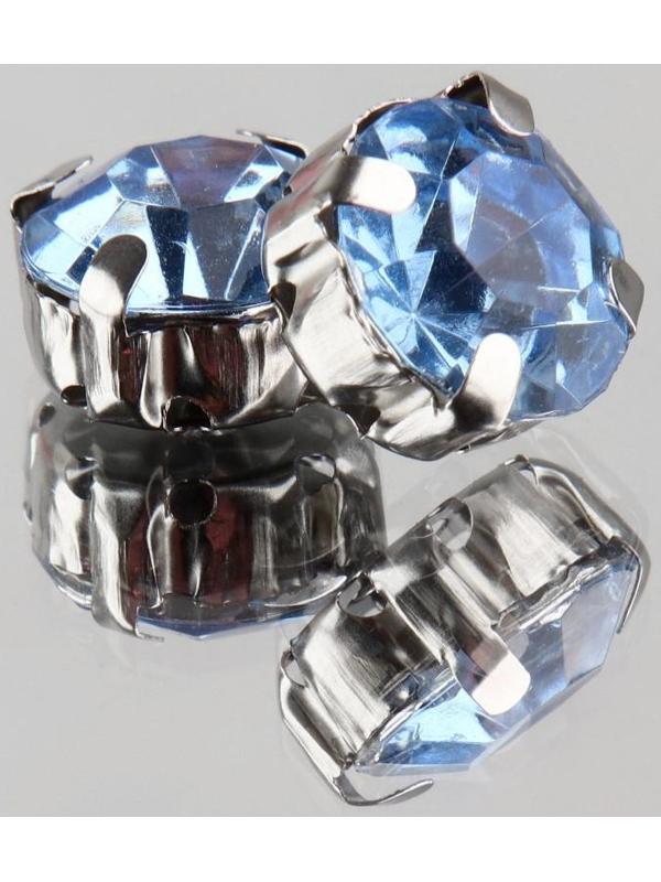 Стразы пришивные «Круг», в оправе , 10 × 10 мм, 20 шт, цвет голубой