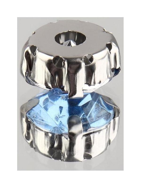 Стразы пришивные «Круг», в оправе , 10 × 10 мм, 20 шт, цвет голубой