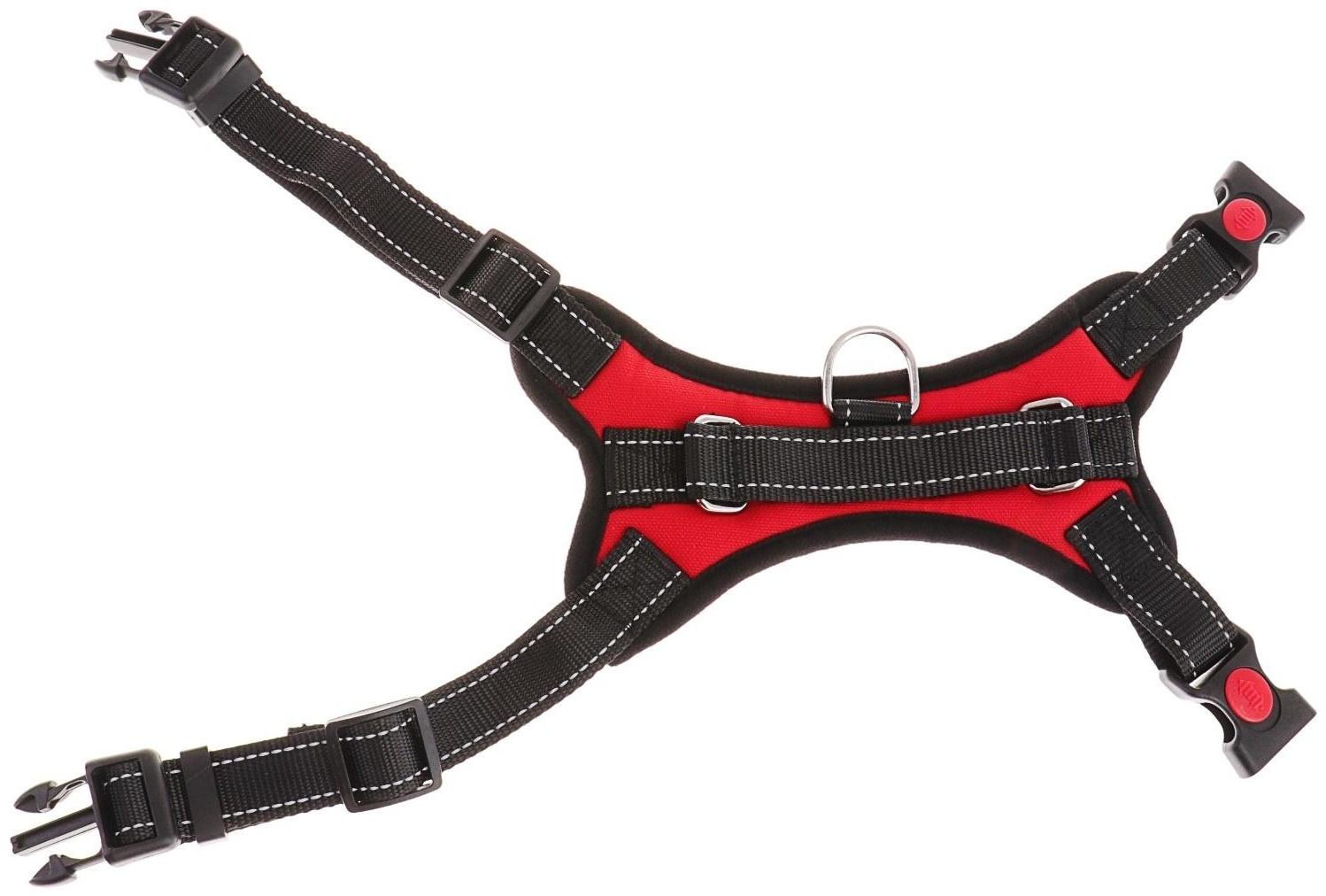 Шлейка мягкая со светоотражающими элементами, размер L (ОШ 54-69 см, ОГ 64-86 см), красная