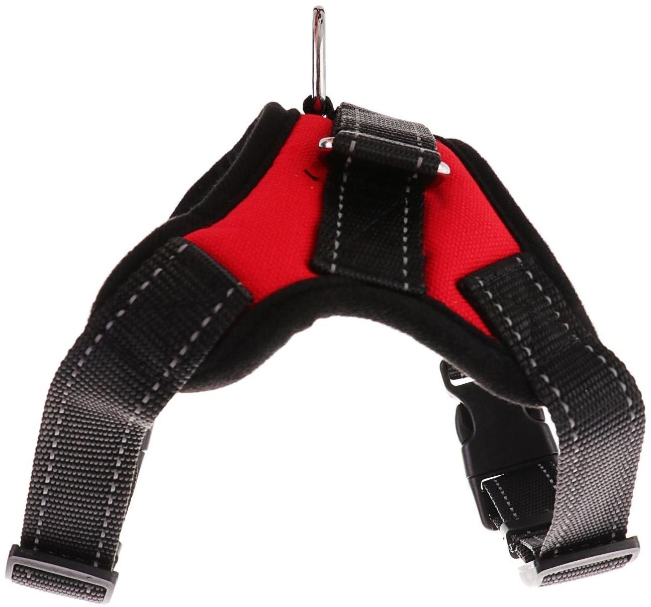 Шлейка мягкая со светоотражающими элементами, размер L (ОШ 54-69 см, ОГ 64-86 см), красная