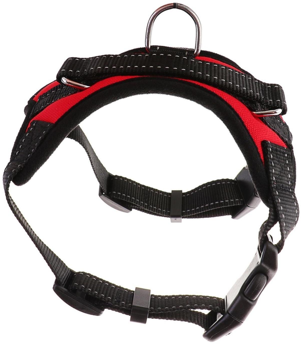 Шлейка мягкая со светоотражающими элементами, размер L (ОШ 54-69 см, ОГ 64-86 см), красная