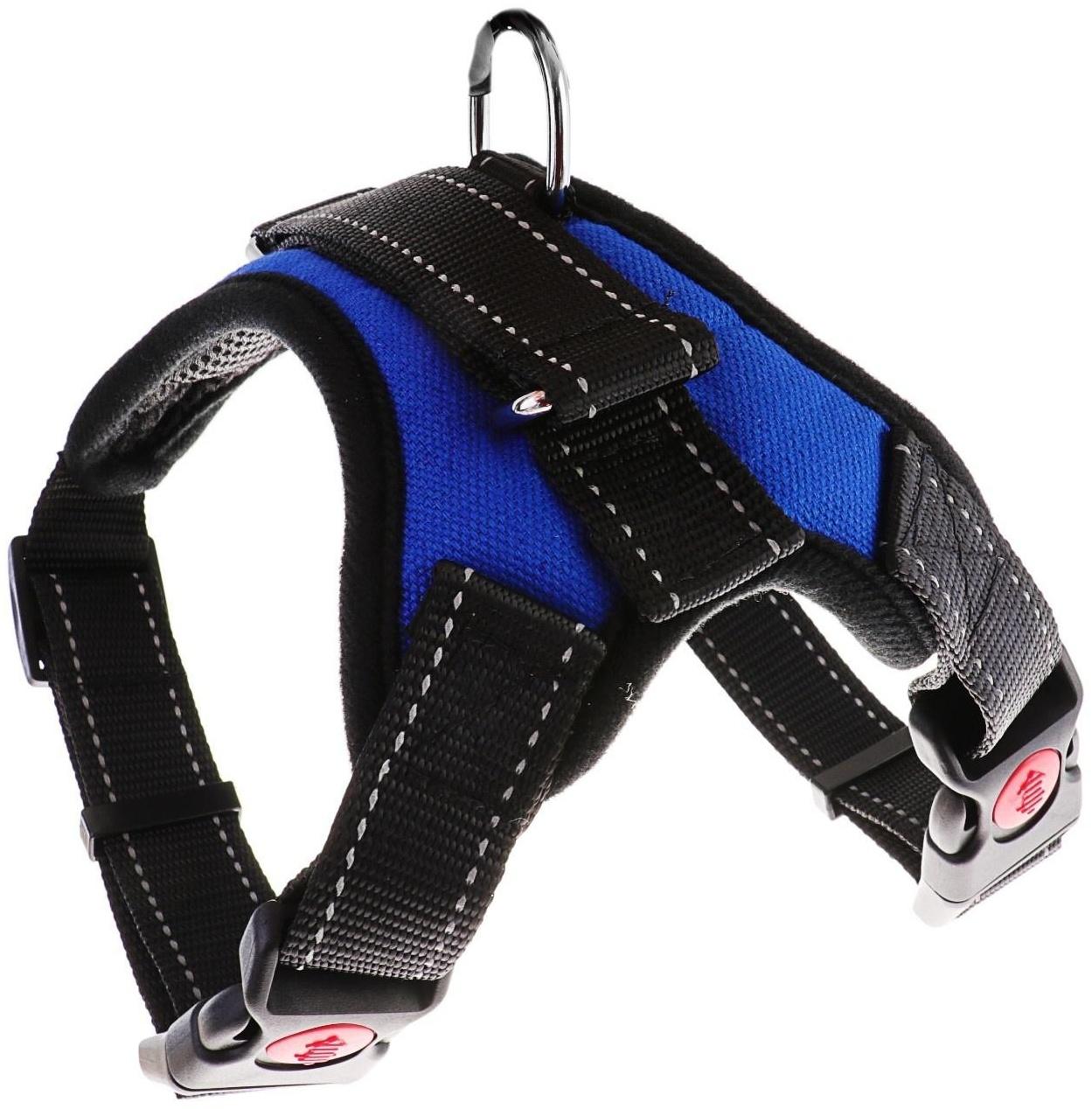 Шлейка мягкая со светоотражающими элементами, размер S (ОШ 29-31 см, ОГ 37-45 см), синяя