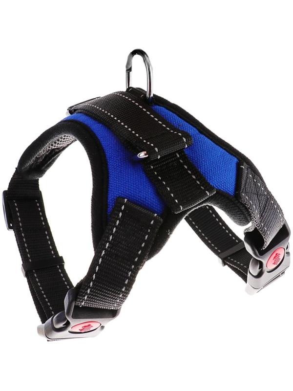 Шлейка мягкая со светоотражающими элементами, размер S (ОШ 29-31 см, ОГ 37-45 см), синяя